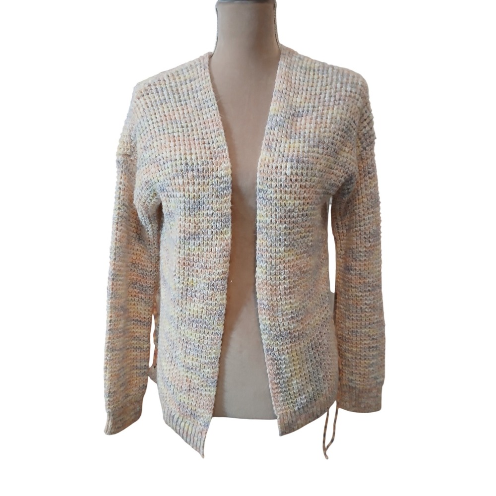 TEN SIXTY SHERMAN Knit Multi Color Cardigan Sweater Lace Up Women's Medium